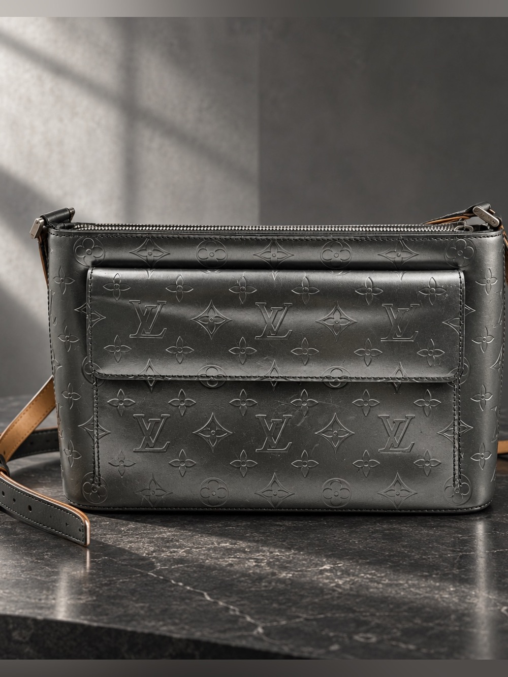 Authentic Louis Vuitton Gunmetal Grey Monogram Shoulder Bag
